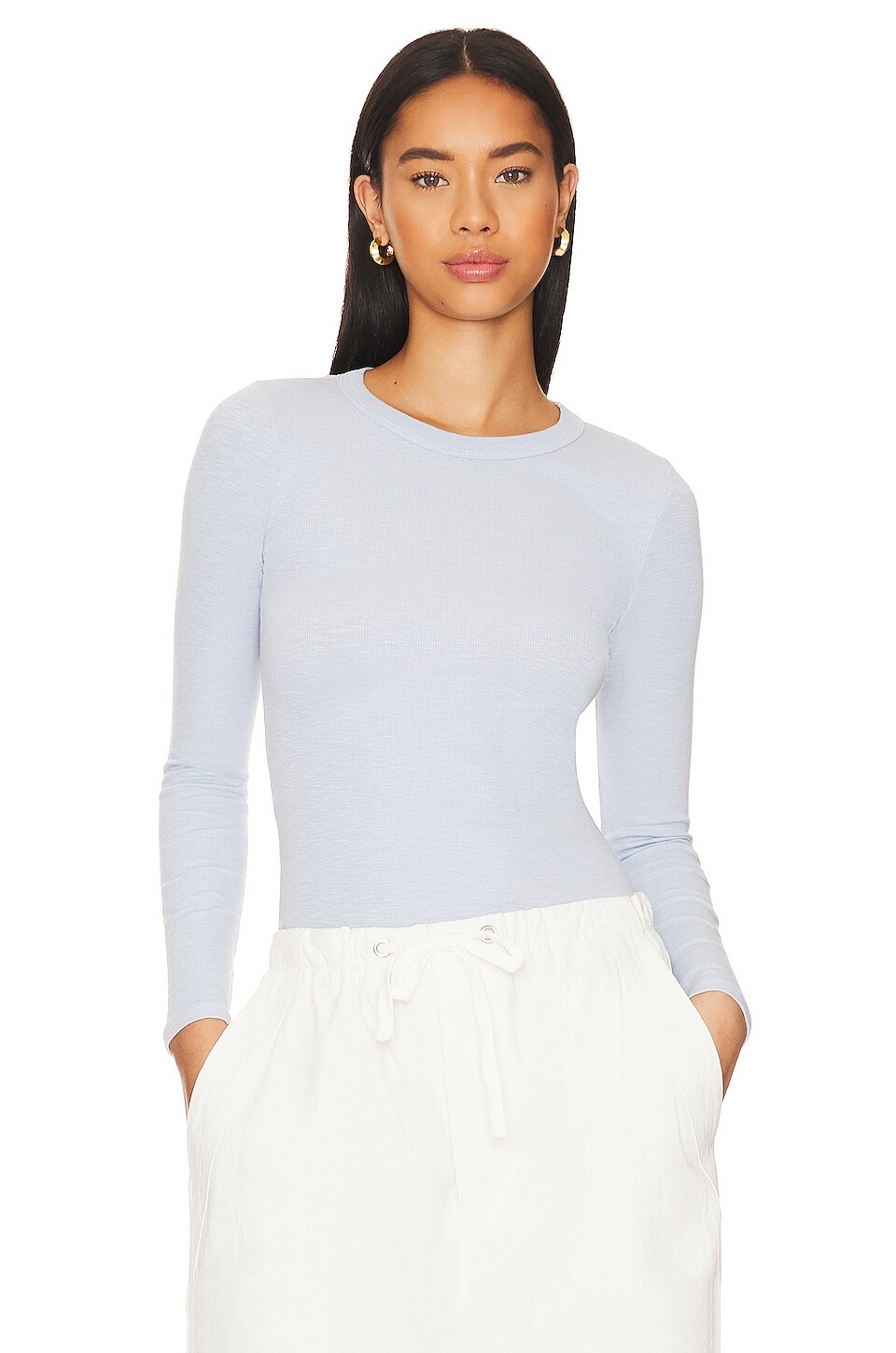 

Топ Enza Costa Textured Knit Crew, цвет Light Blue