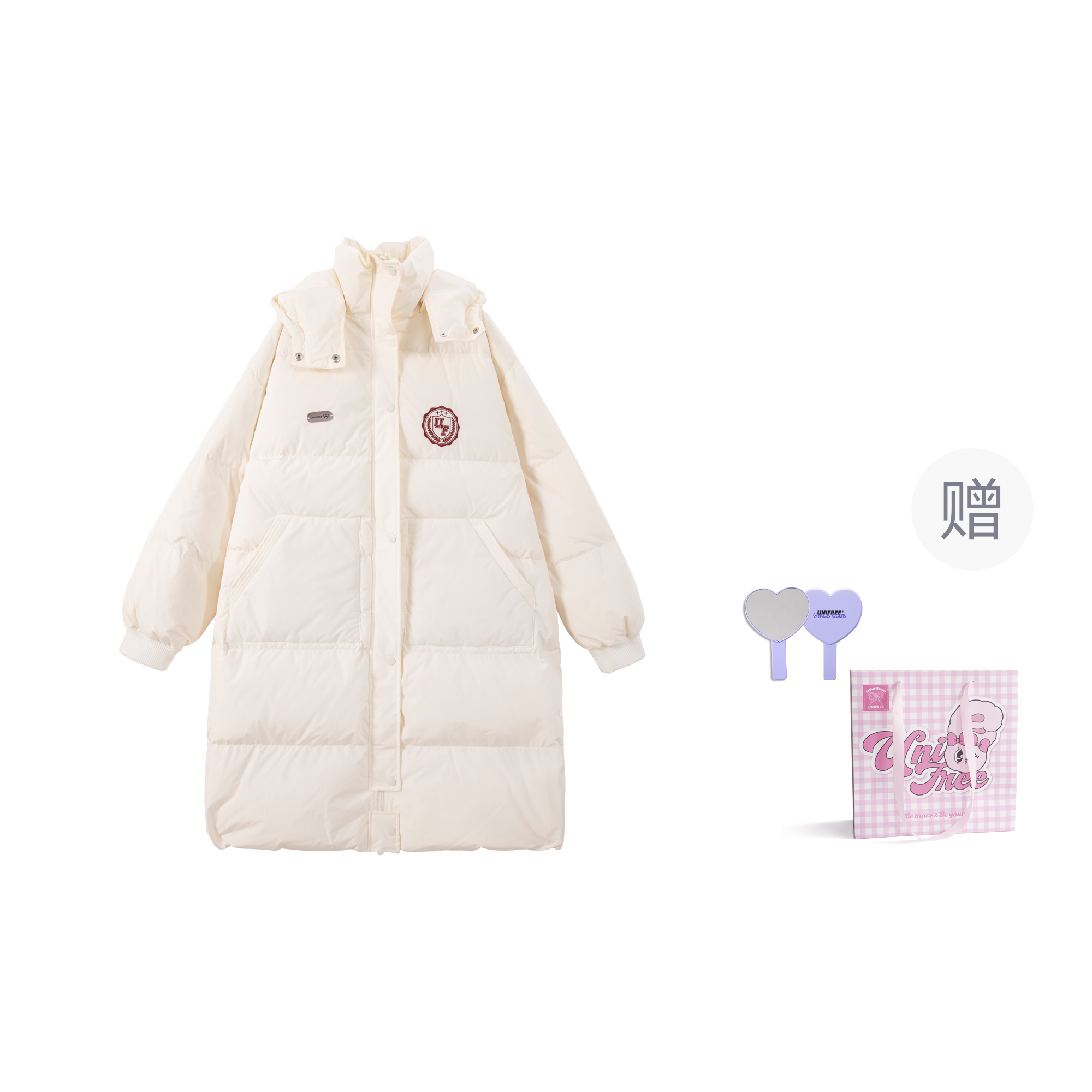 

Unifree Женская пуховая куртка, 90 Fleece Beige White (Giveaway)