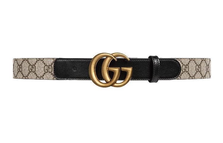 Ремень Gucci, черный/бежевый — фото 2