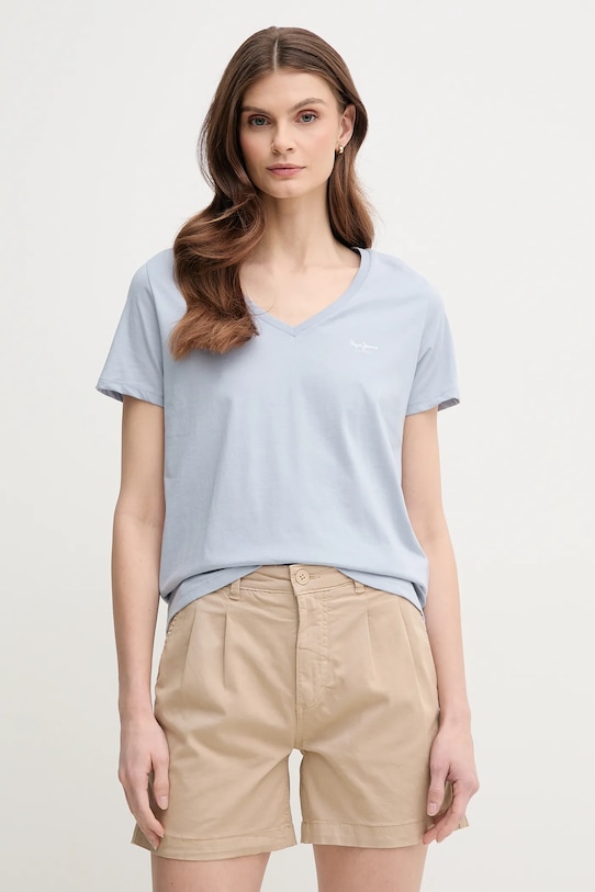 

Футболка из хлопка MACY с V-образным вырезом Pepe Jeans, синий