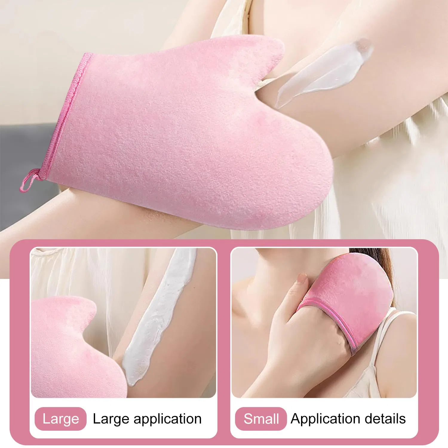 Набор из 2 перчаток-аппликаторов для автозагара, розовые Keratobleem, Pink — фото 4