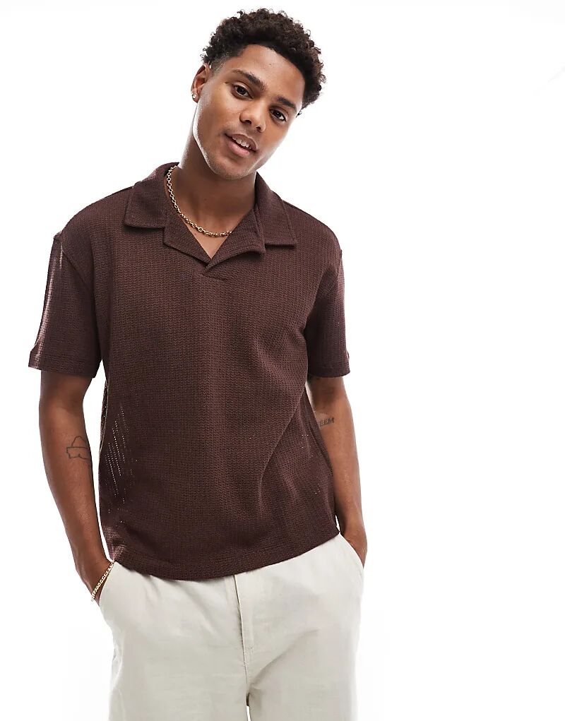 

Трикотажное поло коричневого цвета Pull&Bear