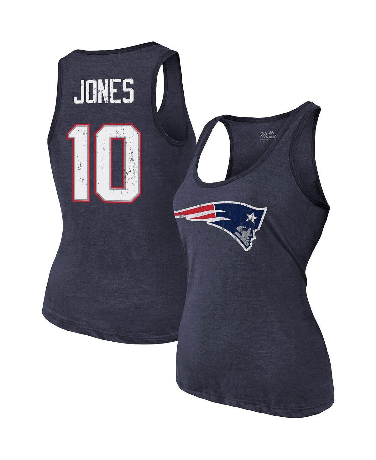 

Женские нитки Майка Mac Jones Navy New England Patriots Имя и номер игрока Майка Tri-Blend Majestic, темно-синий