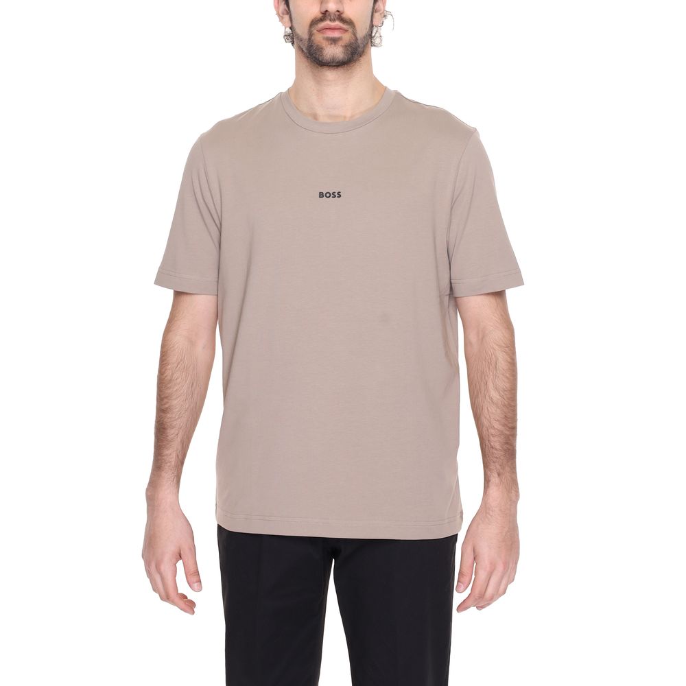 

Коричневая хлопковая футболка Hugo Boss