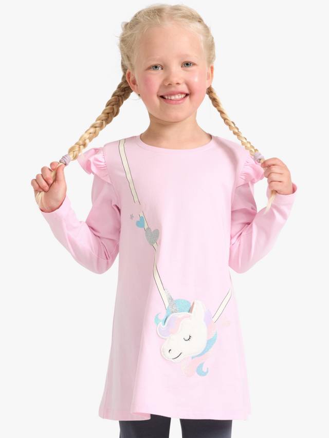 

Детская хлопковая кофта с длинным рукавом и единорогом Lindex, Light Pink