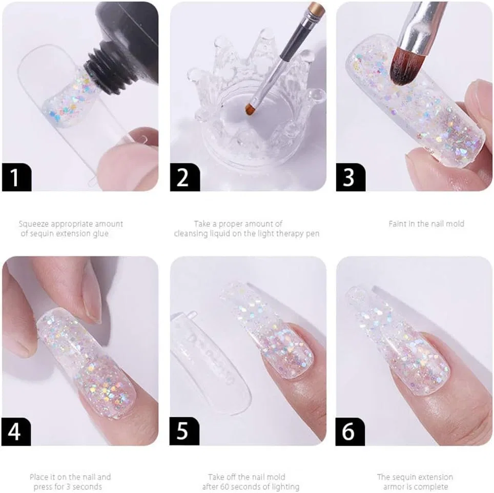 Полигель для наращивания ногтей ikasus Glitter Nail Gel, серебристый Ikasus, Silver — фото 3