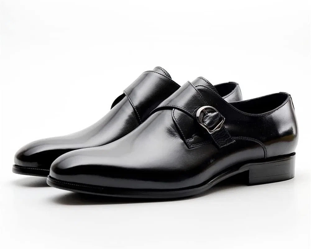 Туфли Kleid Oxford für Männer an Mönchsgurt gegen Zehenblockblockabsatz Nicht -Slip -Repellent Arbeiten Generic, Schwarz — фото 3