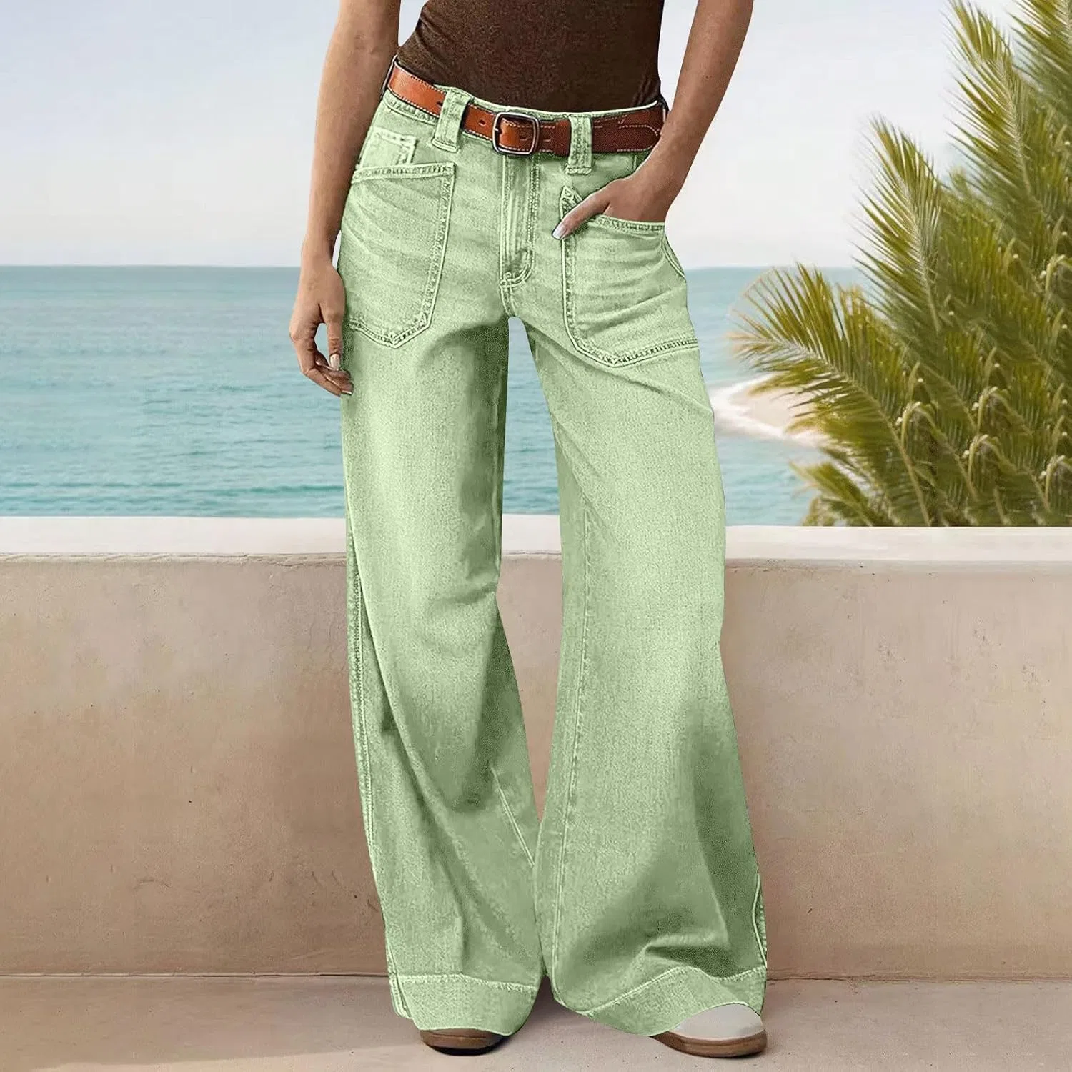 Джинсы свободные Boyfriend, Mint Green — фото 2