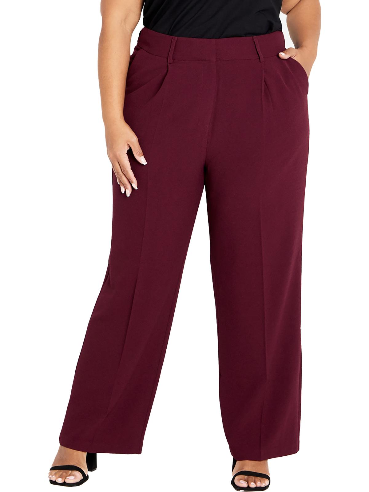 

Плюс Одри женские текстурированные брюки с высокой посадкой City Chic, цвет oxblood