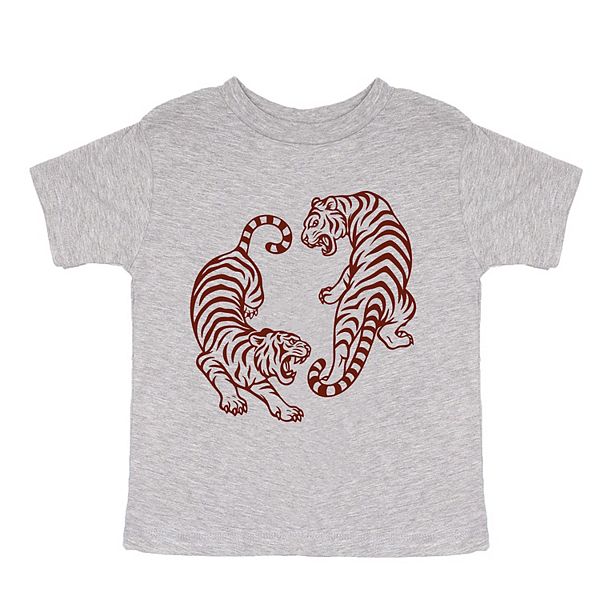 

Футболка с принтом Two Tigers для малышей The Juniper Shop, Heather Grey