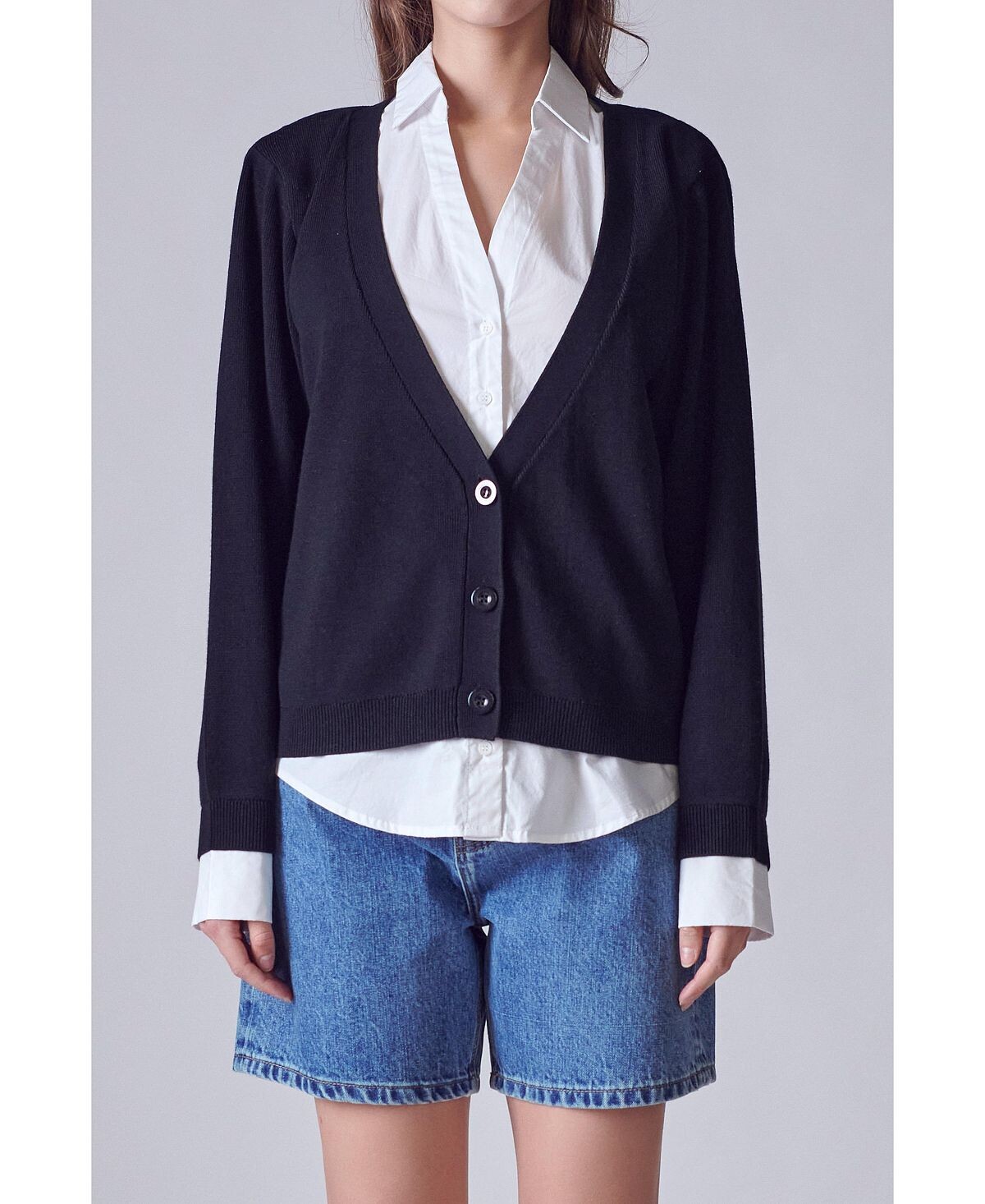 

Женский кардиган смешанной техники English Factory