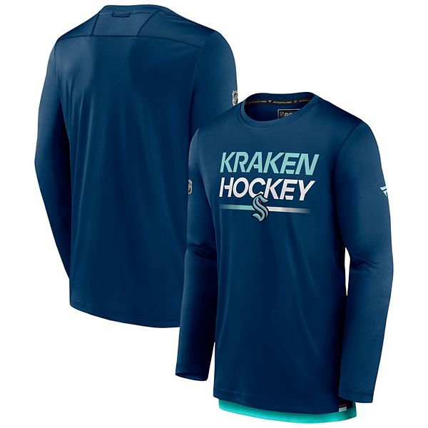 

Мужская футболка с длинным рукавом Fanatics Branded Deep Sea Blue Seattle Kraken Authentic Pro Unbranded