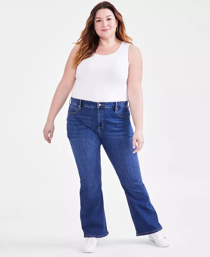

Джинсы-клеш Plus Size со средней посадкой Curvy Bootcut Style & Co, синий