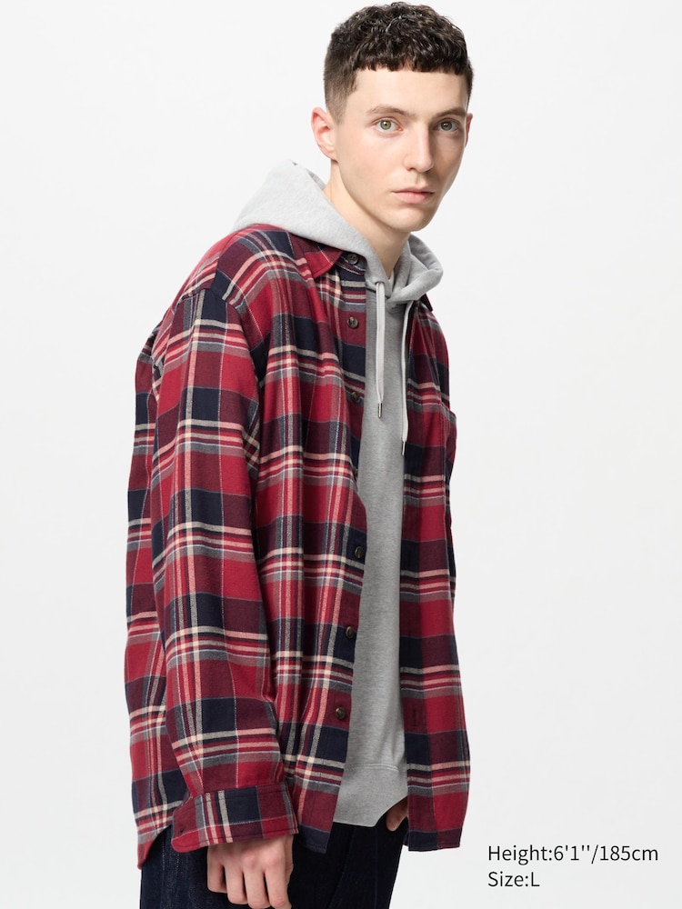 

Рубашка фланелевая клетчатая, воротник обычный Uniqlo, цвет 17 красный