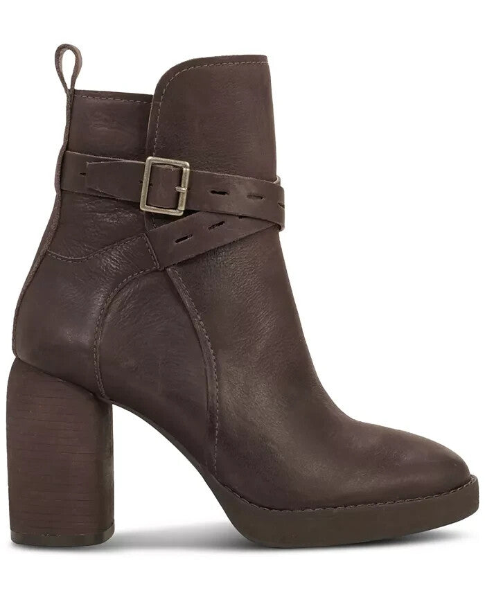 Lucky Brand Natesa Ботинки женские коричневые кожаные на квадратном каблуке — фото 2