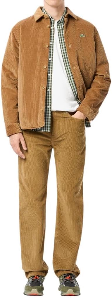 Рубашка Lacoste, мужская, классическая, в клетку, хаки — фото 4