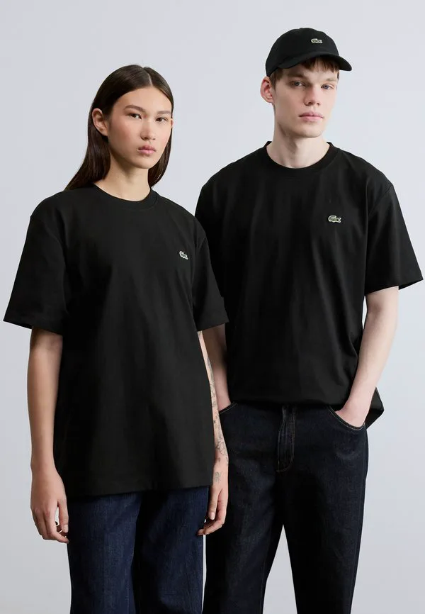 Футболка Lacoste Базовая унисекс, Круглый вырез, черный