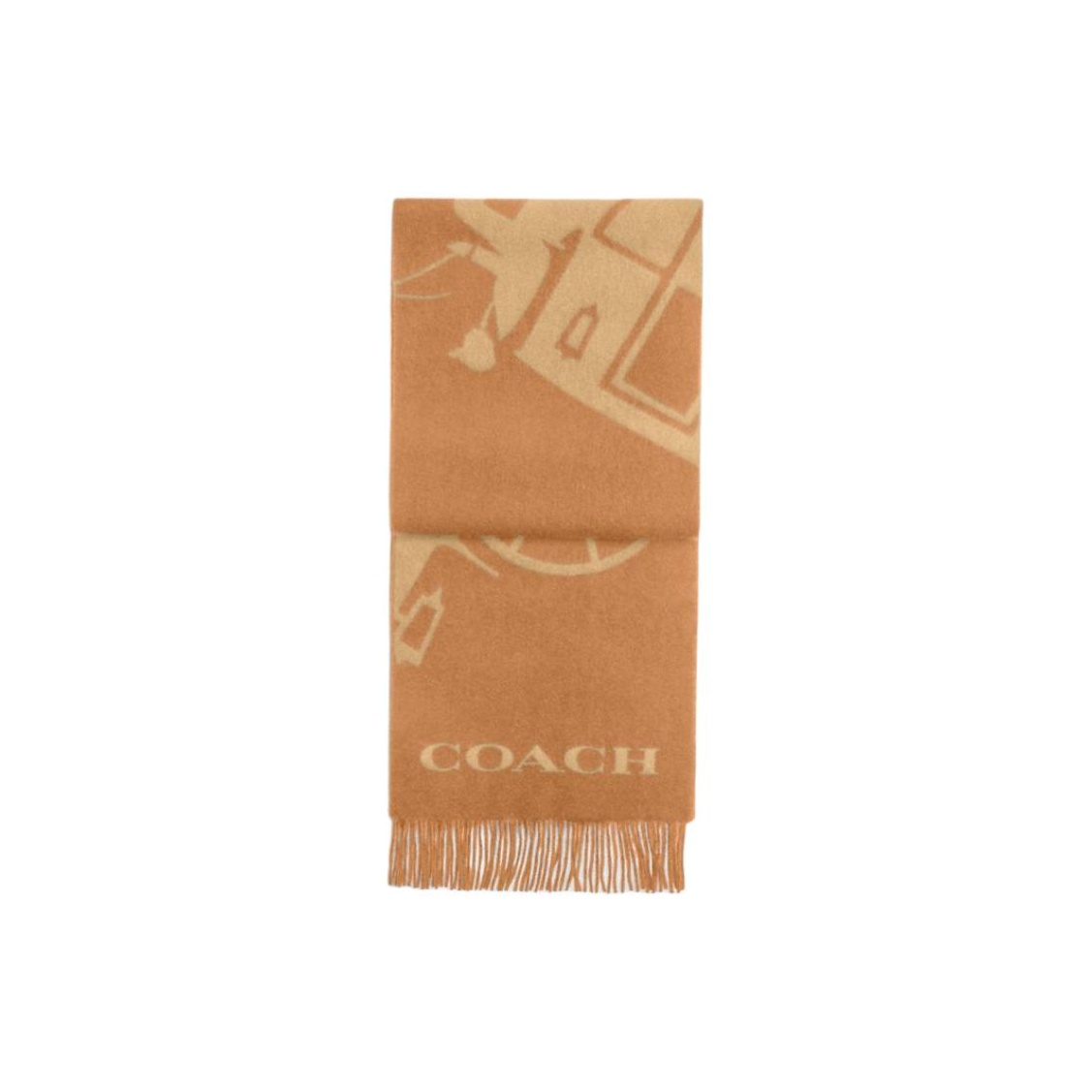 

COACH Кашемировый вязаный шарф женский коричневый, Brown