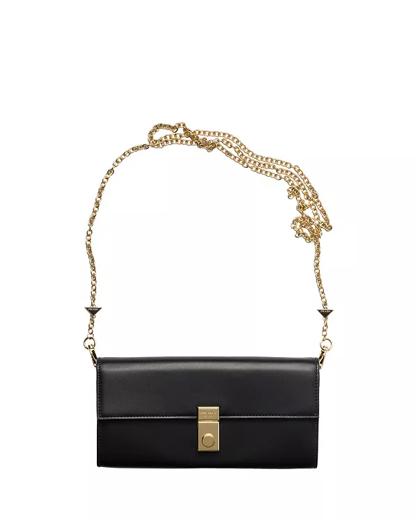 

Кожаный кошелек с плечевым ремнем Prada, черный