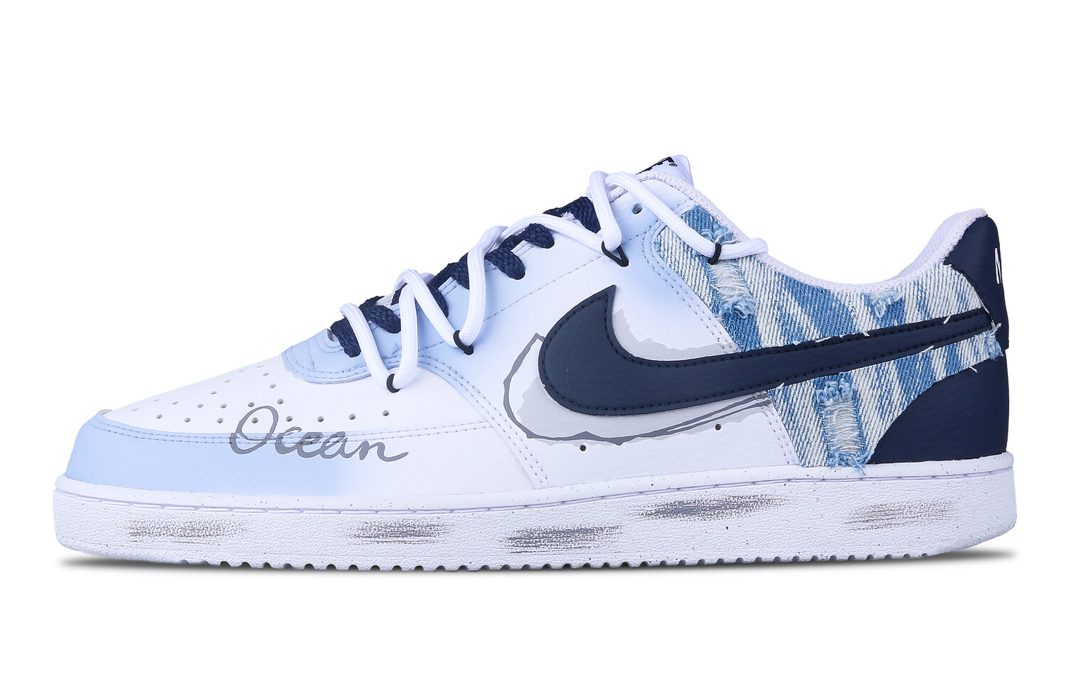 

Кроссовки Nike Court Vision 1 Skateboarding Shoes Women's Low-top White, синий