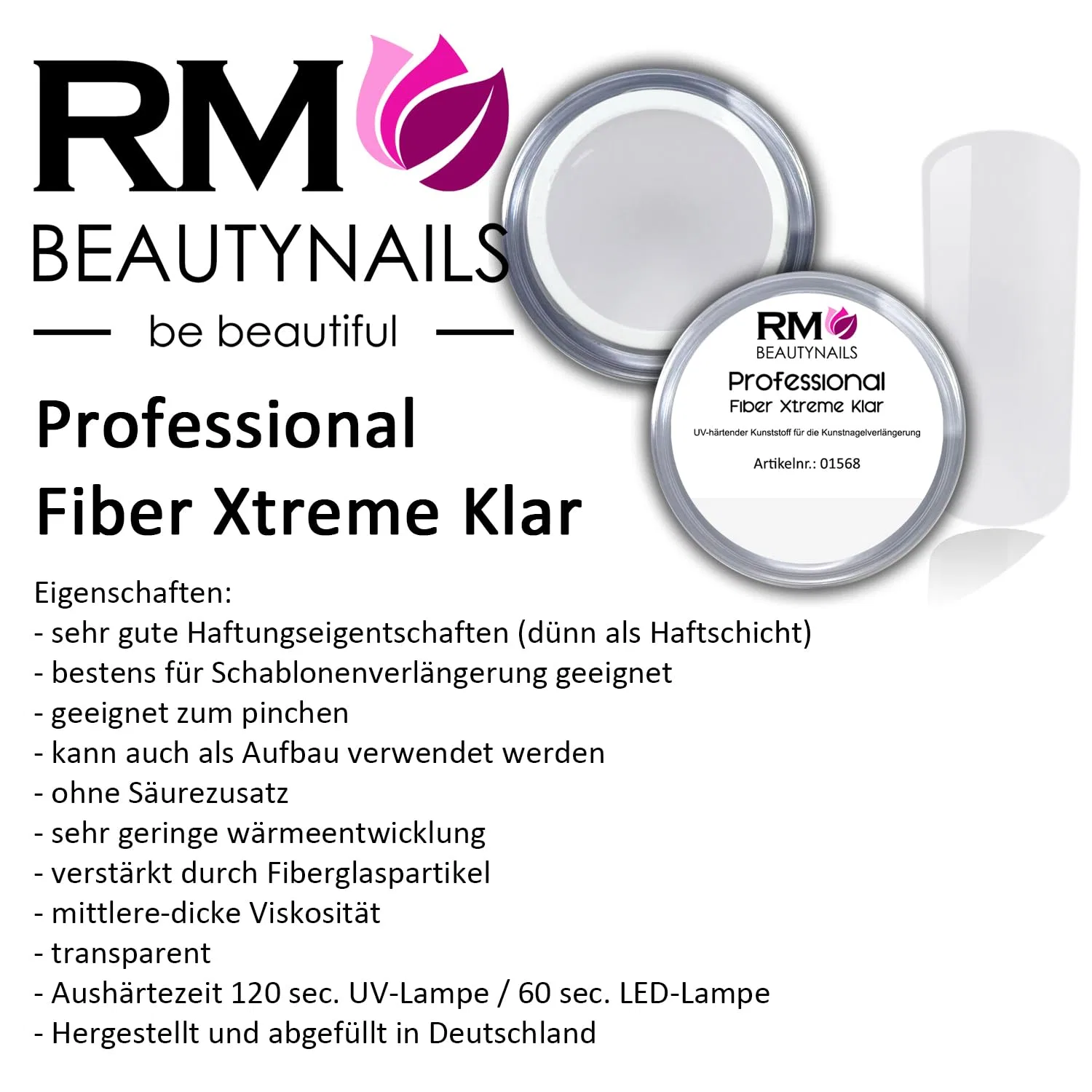 Гель для наращивания ногтей «Fibreglass Xtreme» 5 мл ‎Rm Beautynails — фото 3
