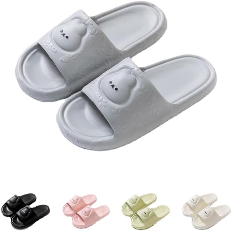 

Милые тапочки ALBIVA в виде зайчиков для женщин, летние, мягкая платформа, нескользящие сандалии для дома и улицы, кавайные подарки для женщин и мужчин, серый