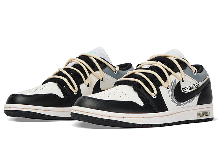 Кроссовки Air JORDAN 1 Vintage Basketball Shoes Men Low-Top Black White, черный/белый — фото 4