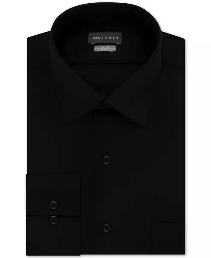 

Мужская приталенная рубашка из эластичного несминаемого атласа Van Heusen, черный