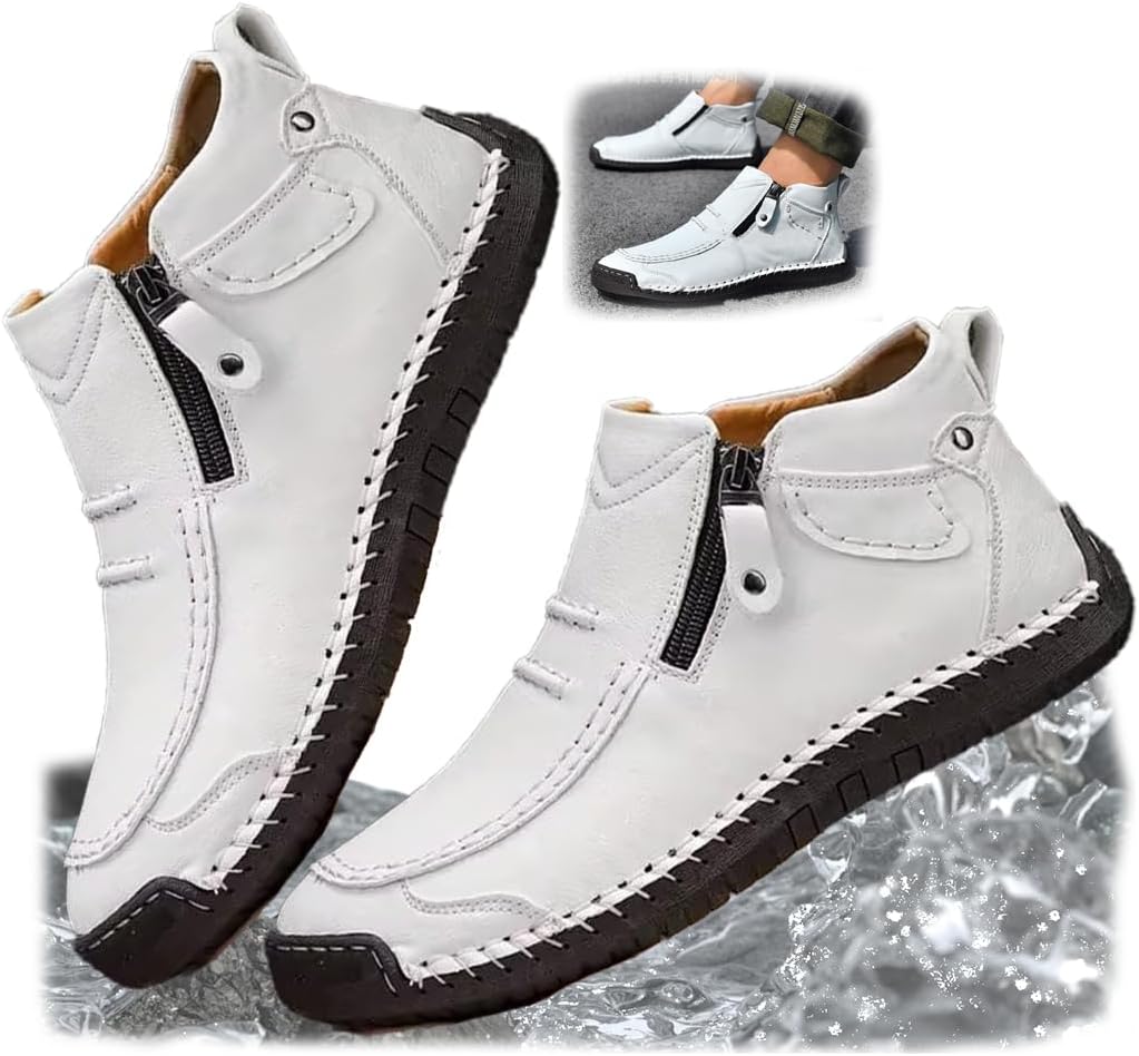 

Мужская водонепроницаемая ортопедическая обувь, модная винтажная легкая обувь без шнурков, плоские лоферы, обувь для путешествий и отдыха на природе Generic, белый