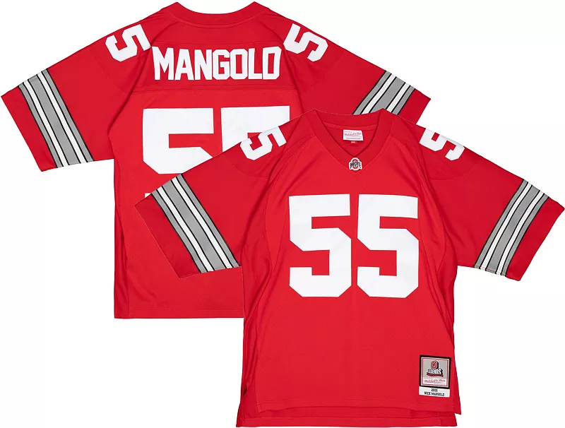 

Мужская футбольная майка штата Огайо штата Баккейз Mitchell & Ness # 55 Scarlet 2005 Ника Мэнголда Big & Tall Legacy