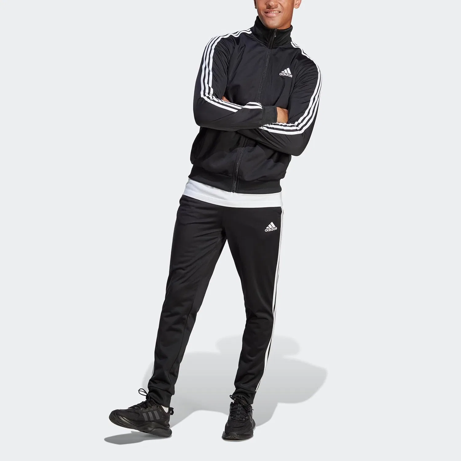 Мужской спортивный костюм с лампасами, adidas, черный — фото 4