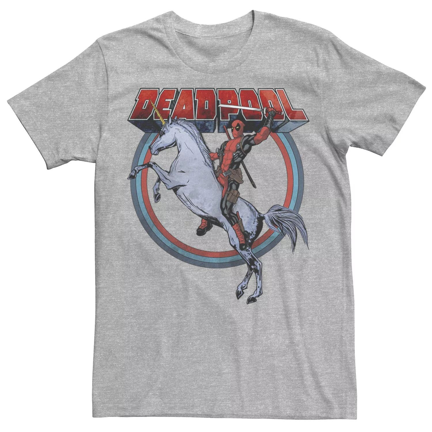 

Мужская футболка Deadpool Riding A Unicorn Circle Marvel
