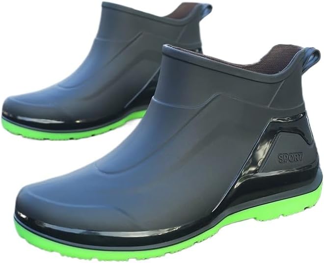 

Мужские водонепроницаемые противоскользящие дождевые сапоги Hhhchpm - резиновая рабочая обувь с толстой подошвой, удобная для кухни и улицы, наружные дождевые ботинки, зеленый