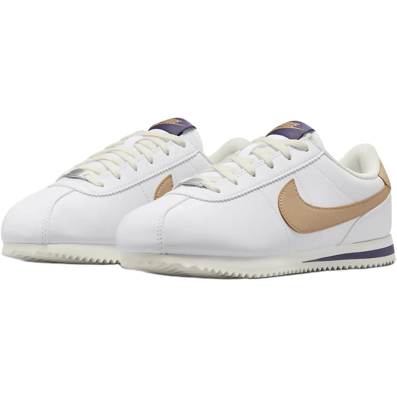 Кроссовки Nike Cortez Slip Resistant с амортизацией, низкие, детские, повседневные, белый/темный виноград/светлый айвори/пенька — фото 3