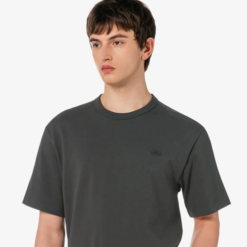 Мужская тёмно-серая футболка из плотного джерси от Lacoste — фото 2