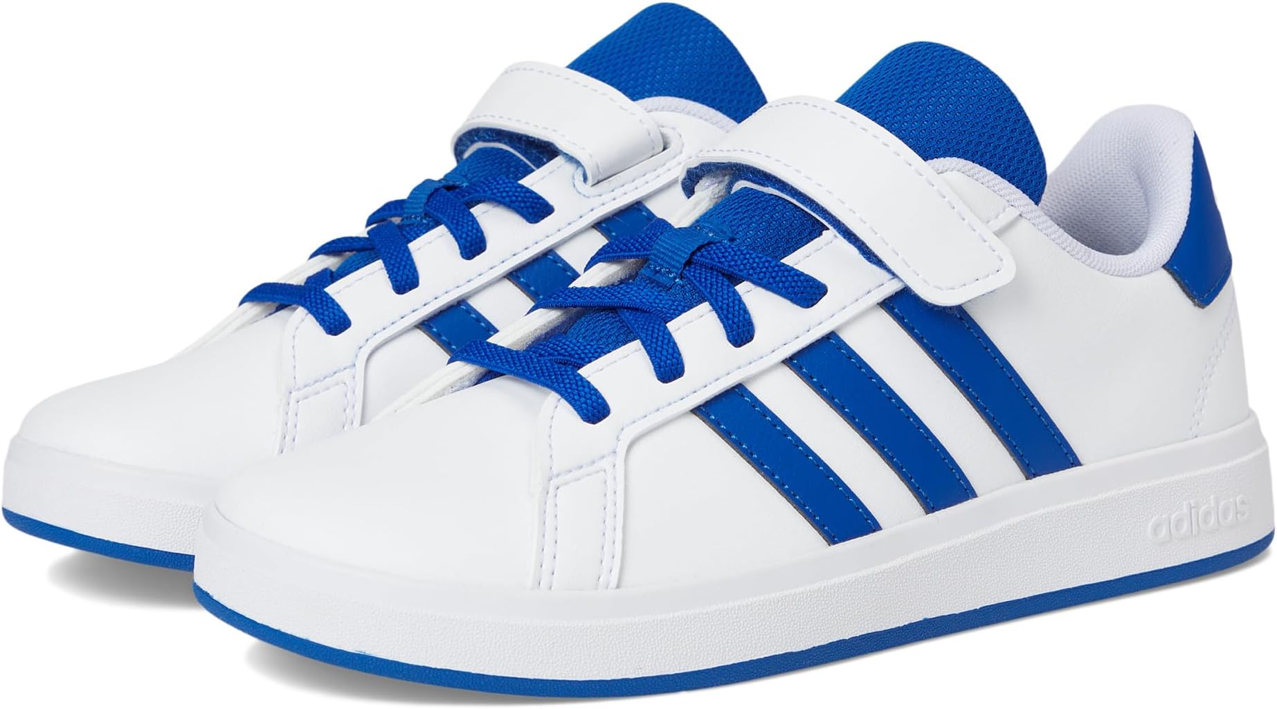 

Кроссовки Adidas Kids Grand Court 2.0 Elastic Lace & Strap Shoes, White/Team Royal Blue/Black