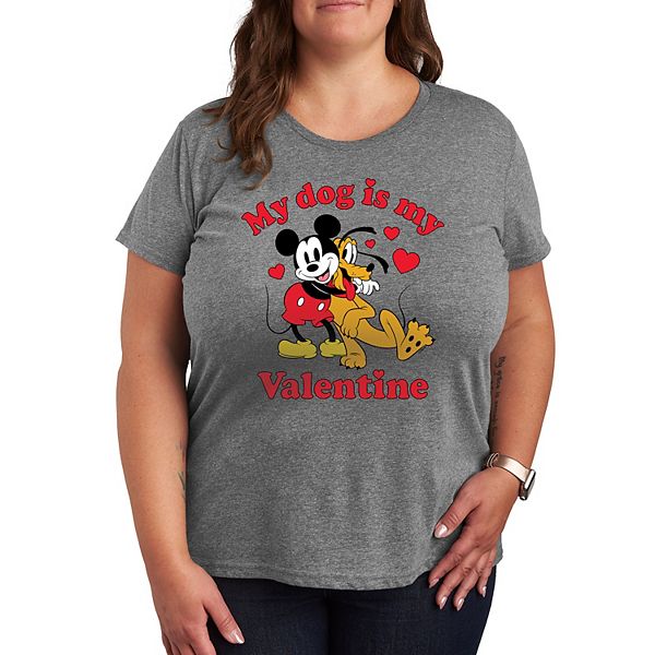 

Футболка с принтом "Мой питомец - моя валентинка" Mickey Mouse & Pluto plus size Disney