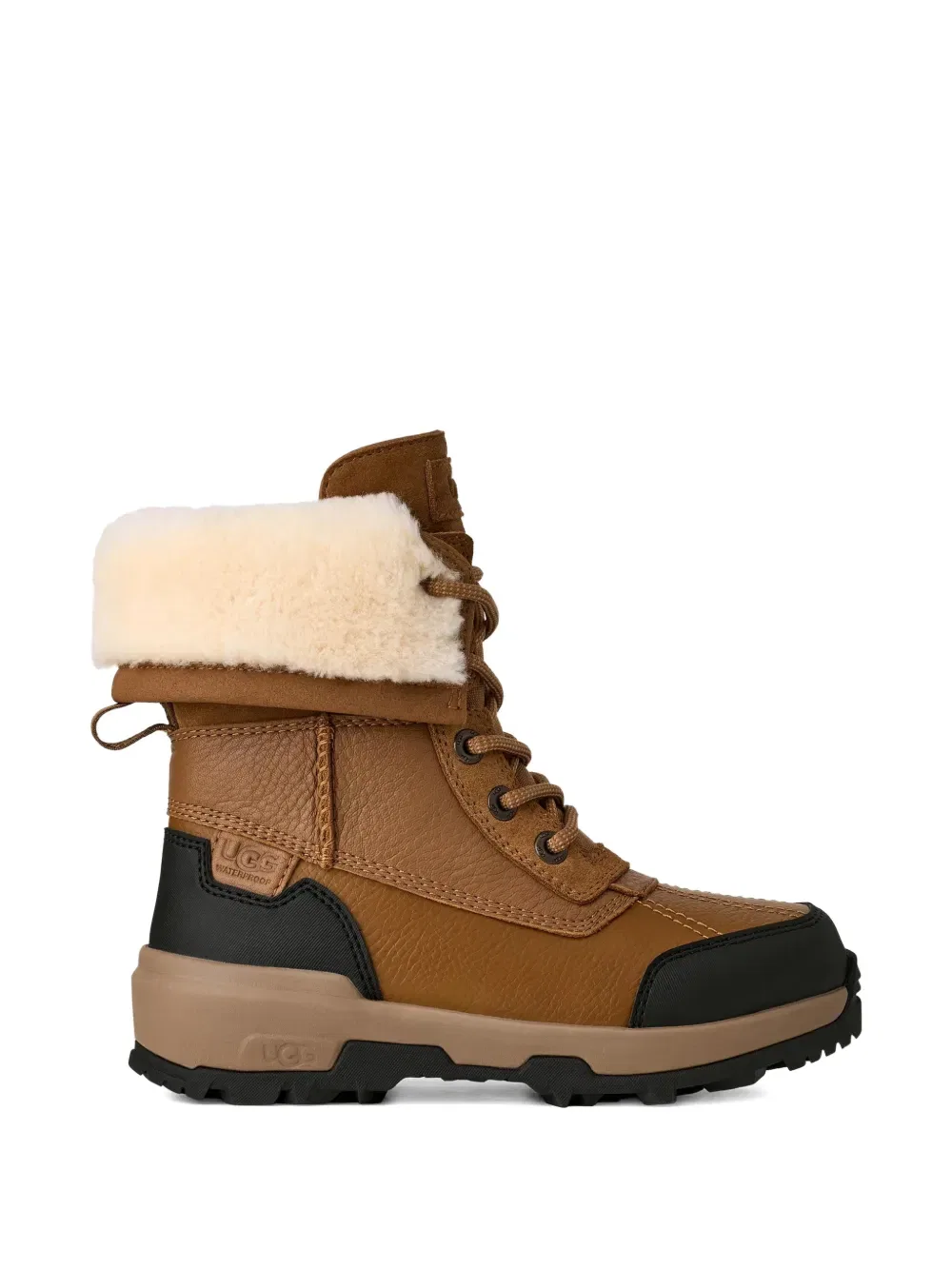 Сапоги на шнуровке из овчины Ugg Kids, коричневый — фото 2