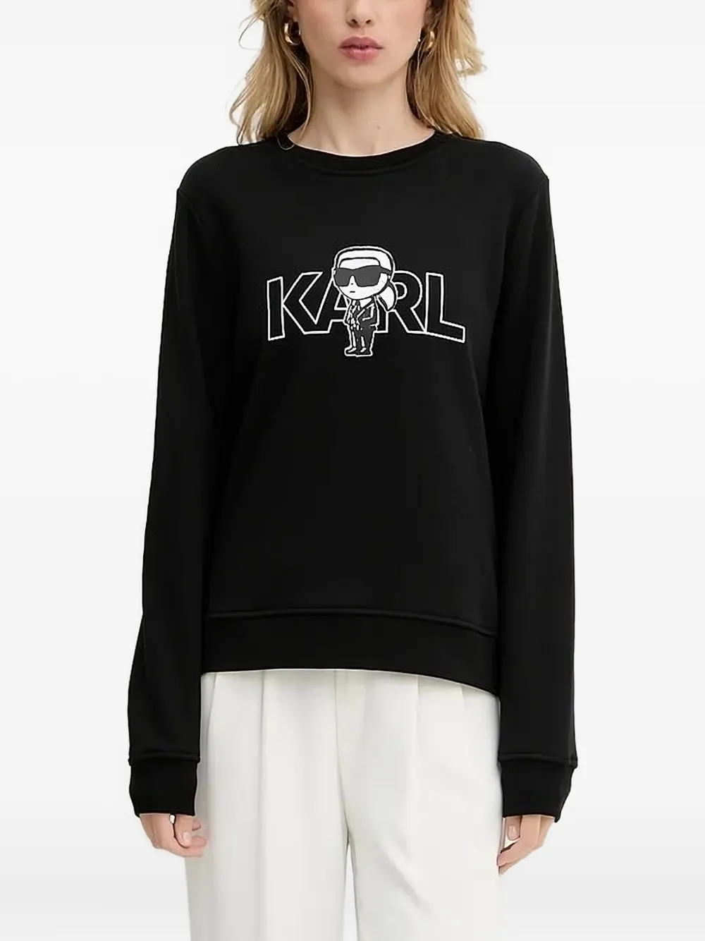 

Хлопковая толстовка с логотипом KARL LAGERFELD, черный