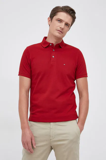 Поло из эластичного хлопка Tommy Hilfiger, красный