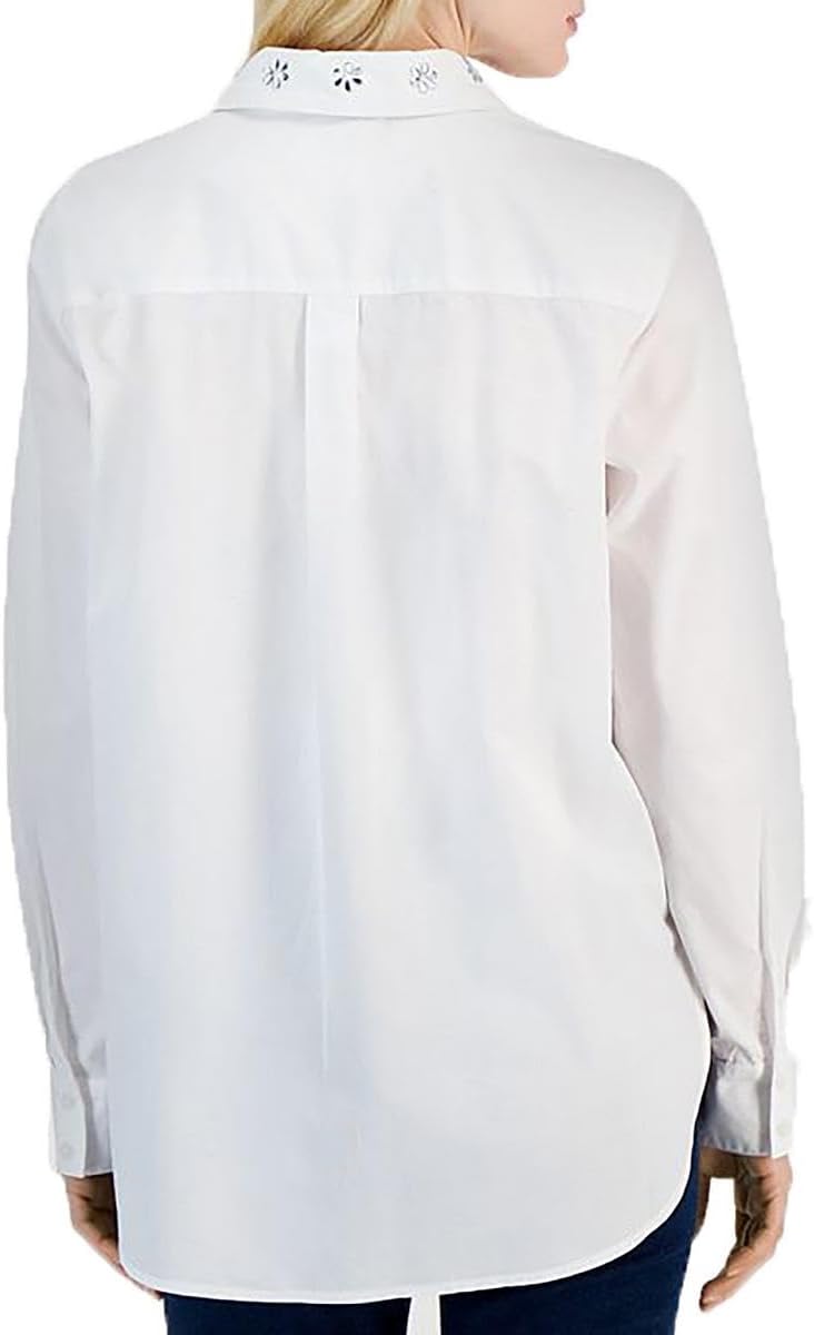 Женская блузка-рубашка Tommy Hilfiger с длинным рукавом и однотонной отделкой, Bright White — фото 2
