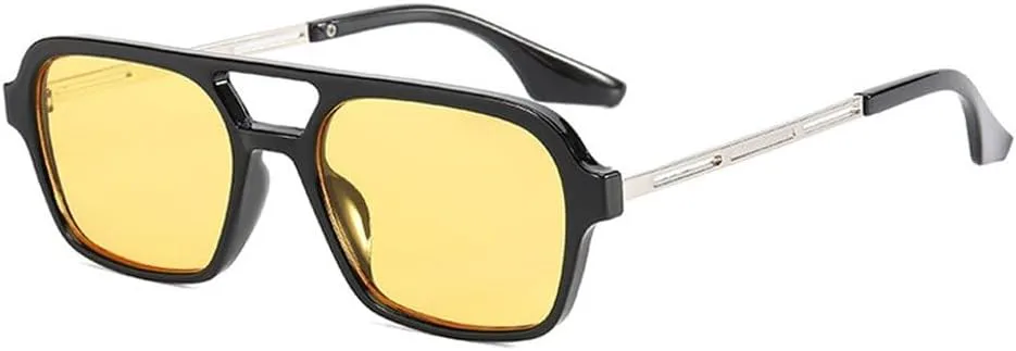 

Солнцезащитные очки ретро, прямоугольные, женские. Модные, с линзами конфетных цветов, мужские. Для вождения, защита UV400. Квадратные, SKFGNX, черно-желтые