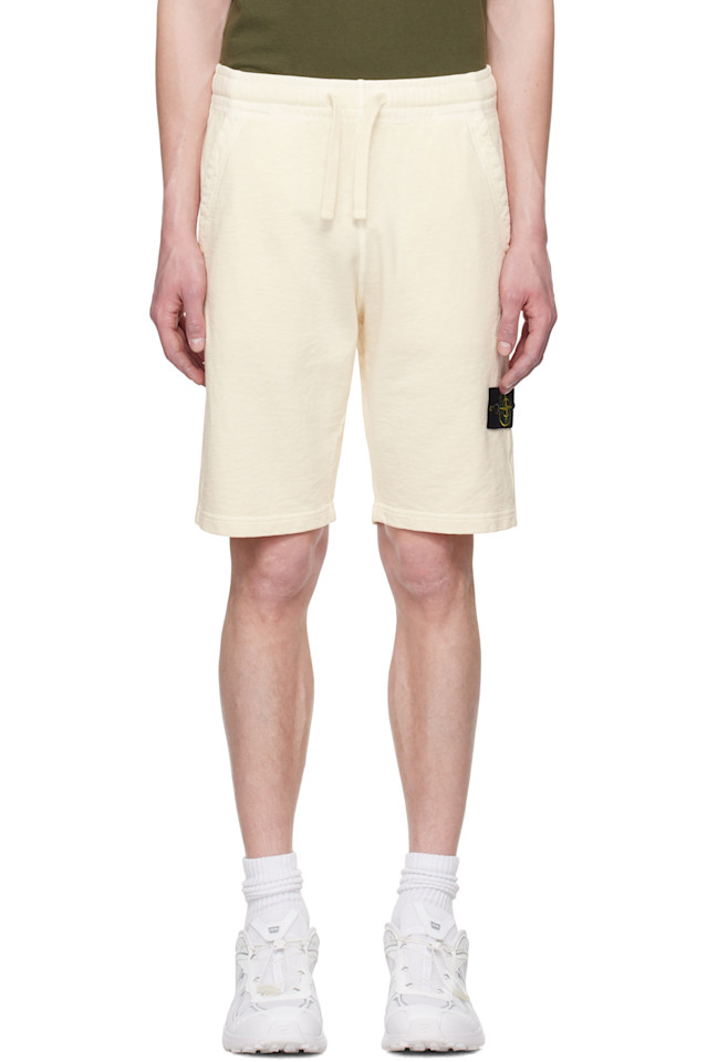 

Шорты из флиса Malfilé с эффектом "под старину" Stone Island, цвет ivory