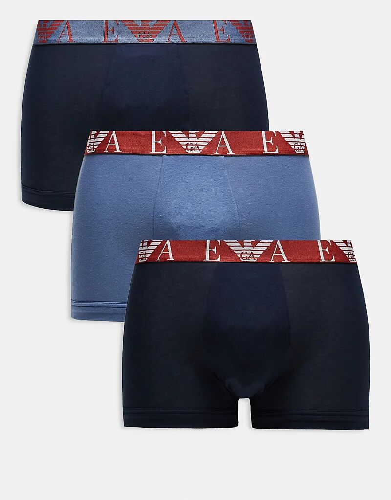 

Bodywear, комплект из 3 плавок-боксеров с ярким монограммным логотипом синего цвета Emporio Armani