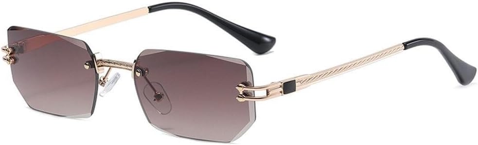 

Мужские солнцезащитные очки Polygon без оправы, винтажные, золотистые, с черными линзами, женские прямоугольные, с защитой от УФ-излучения UV400 LXLHWN, C04 Gold Brown