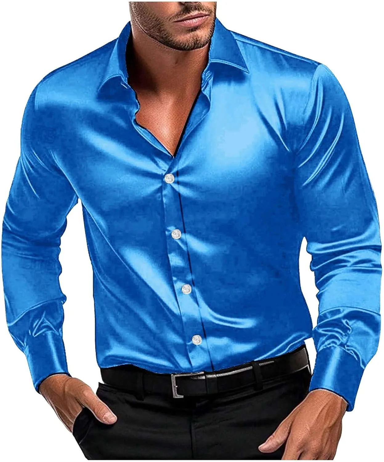 

Мужская рубашка с длинным рукавом и отложным воротником