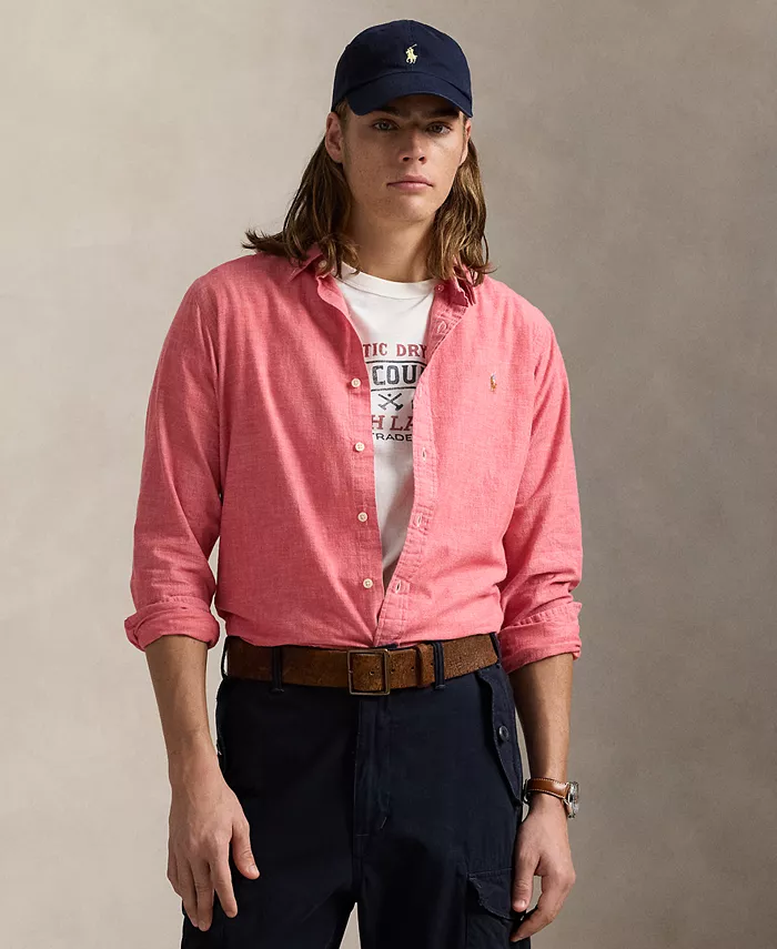 

Мужская классическая рубашка индиго из шамбре Polo Ralph Lauren, белый