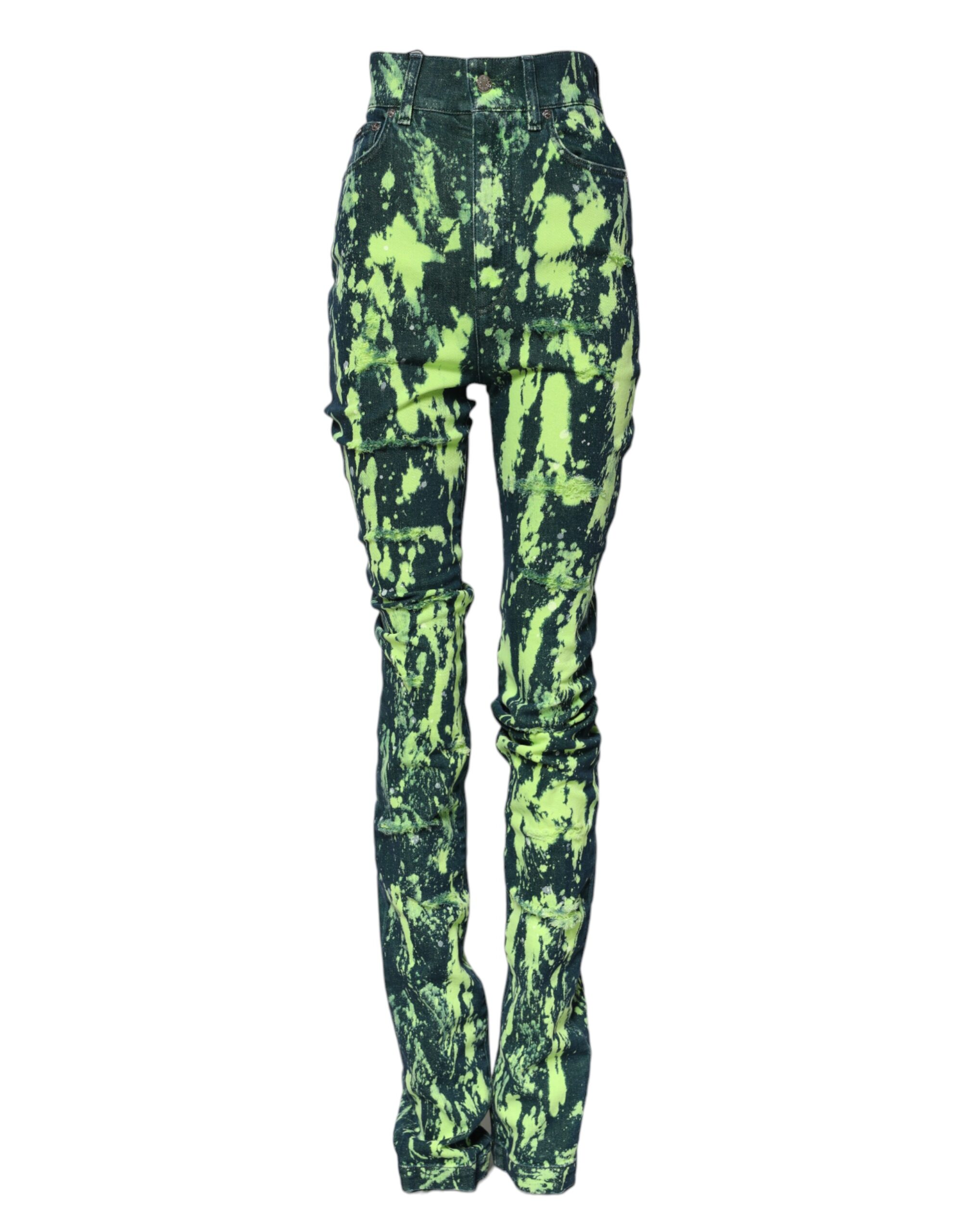 Джинсы Green Color Splash с высокой талией Dolce & Gabbana, зеленый
