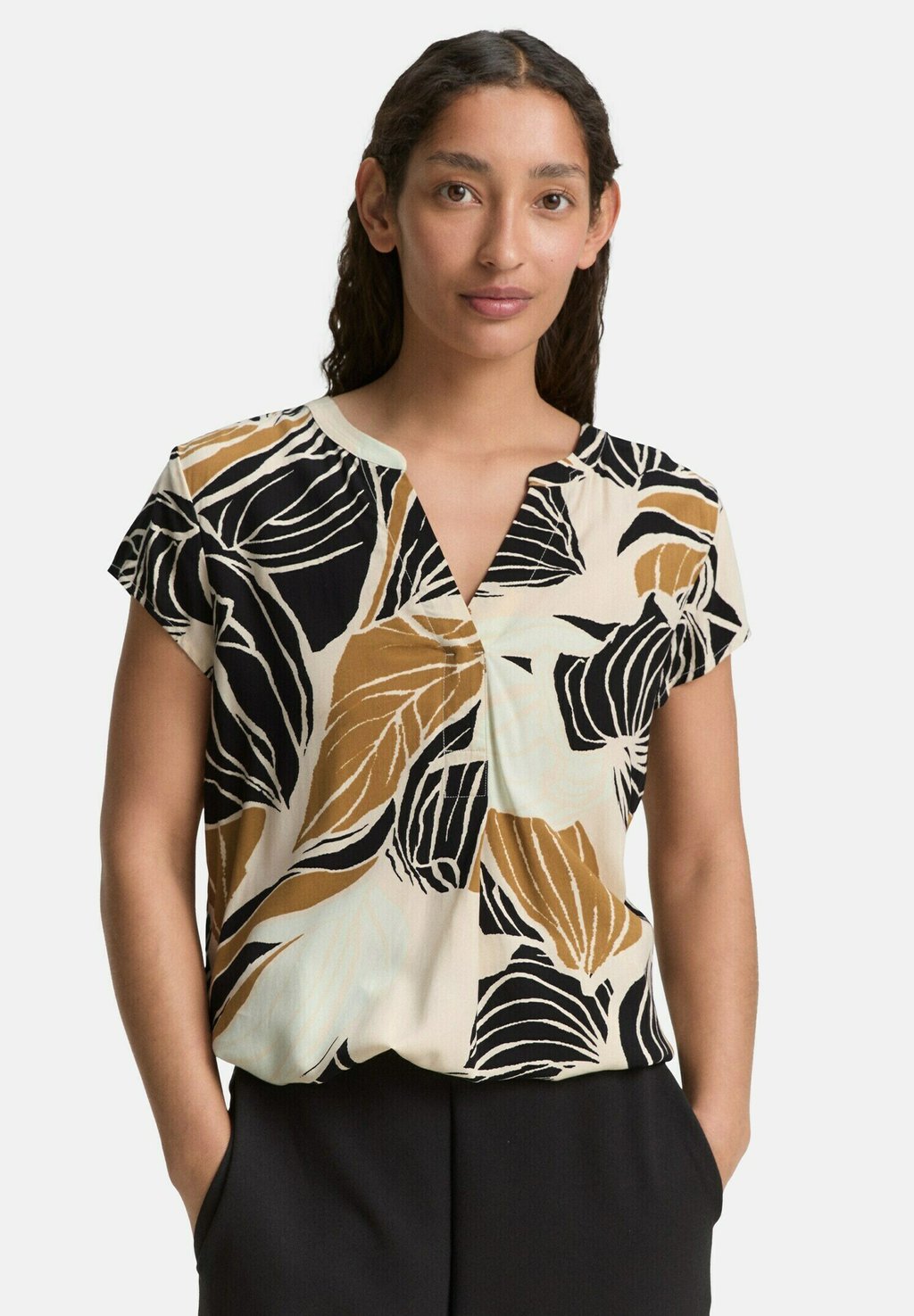 

Блуза Print T-shirt TOM TAILOR, бежевый