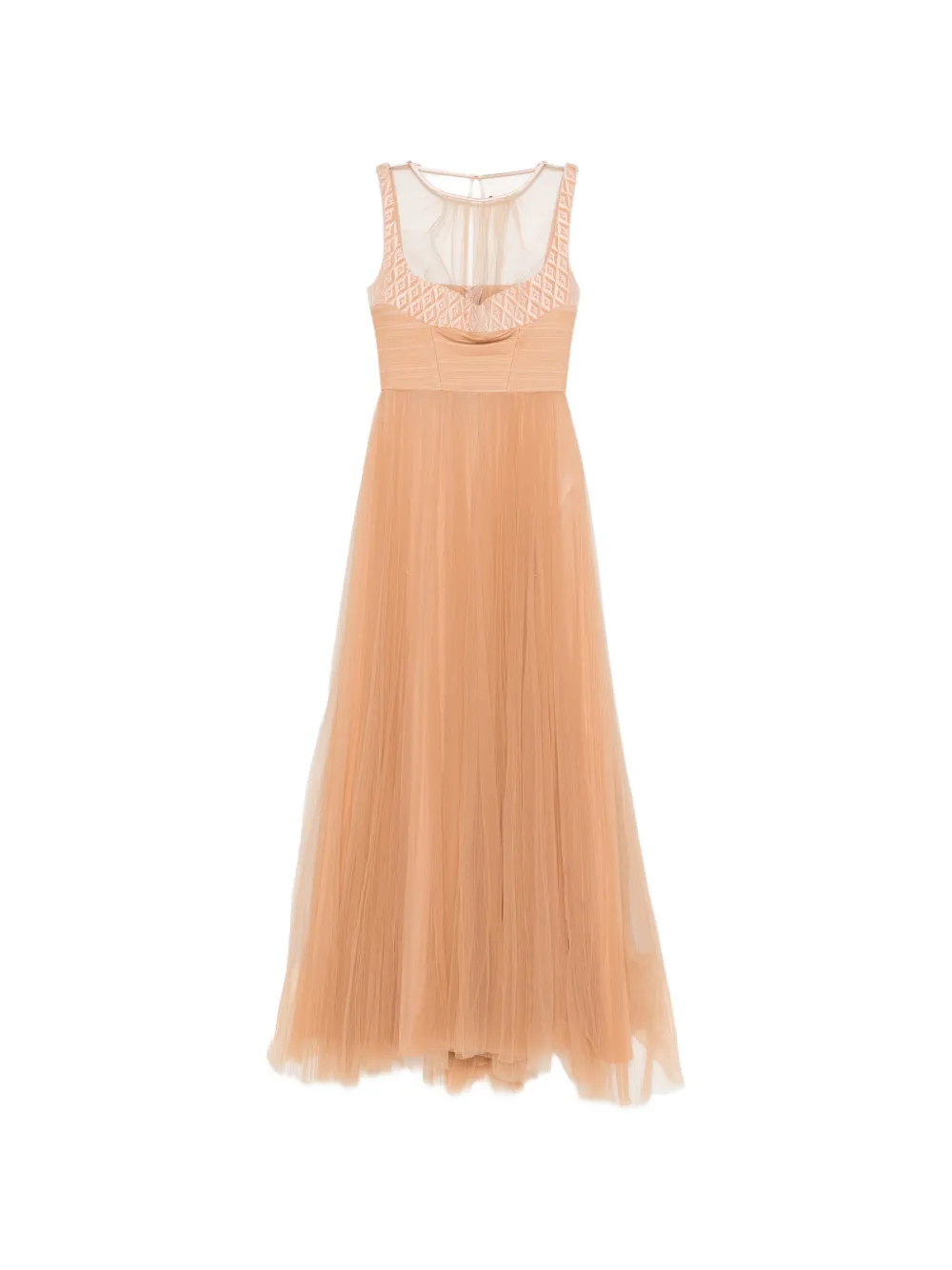 

Макси-платье без рукавов с прозрачными вставками Elisabetta Franchi, бежевый